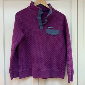 Patagonia Women’s Organic Cotton Snap-T Pullover / Medium/ Purple w/ Blue Trim